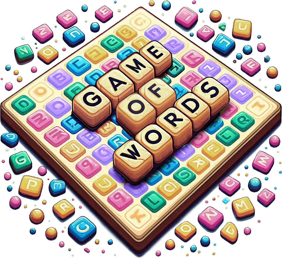 Board with title 'Game of Words' in letter tiles